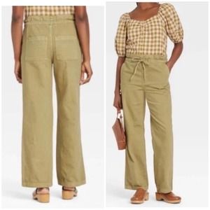 Target Universal Thread high rise wide leg pants 4R khaki green cotton baggy